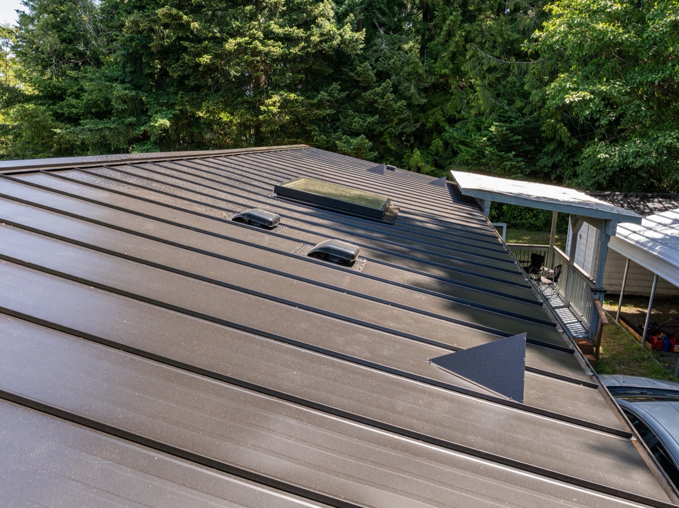 Completed roofing project — aerial view