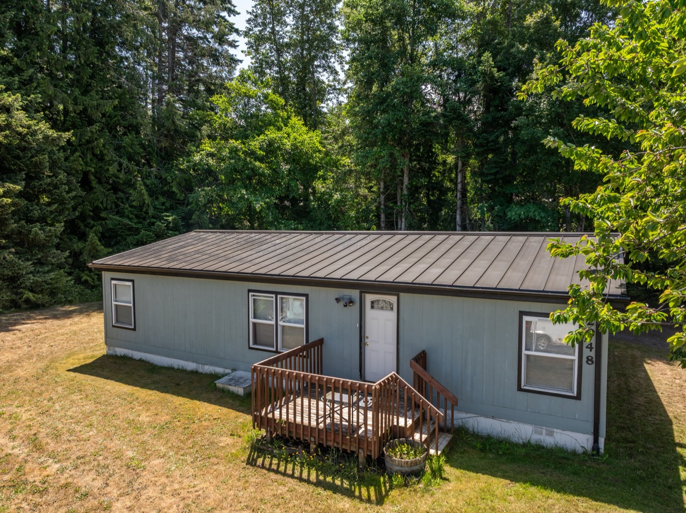 Completed roofing project — aerial view
