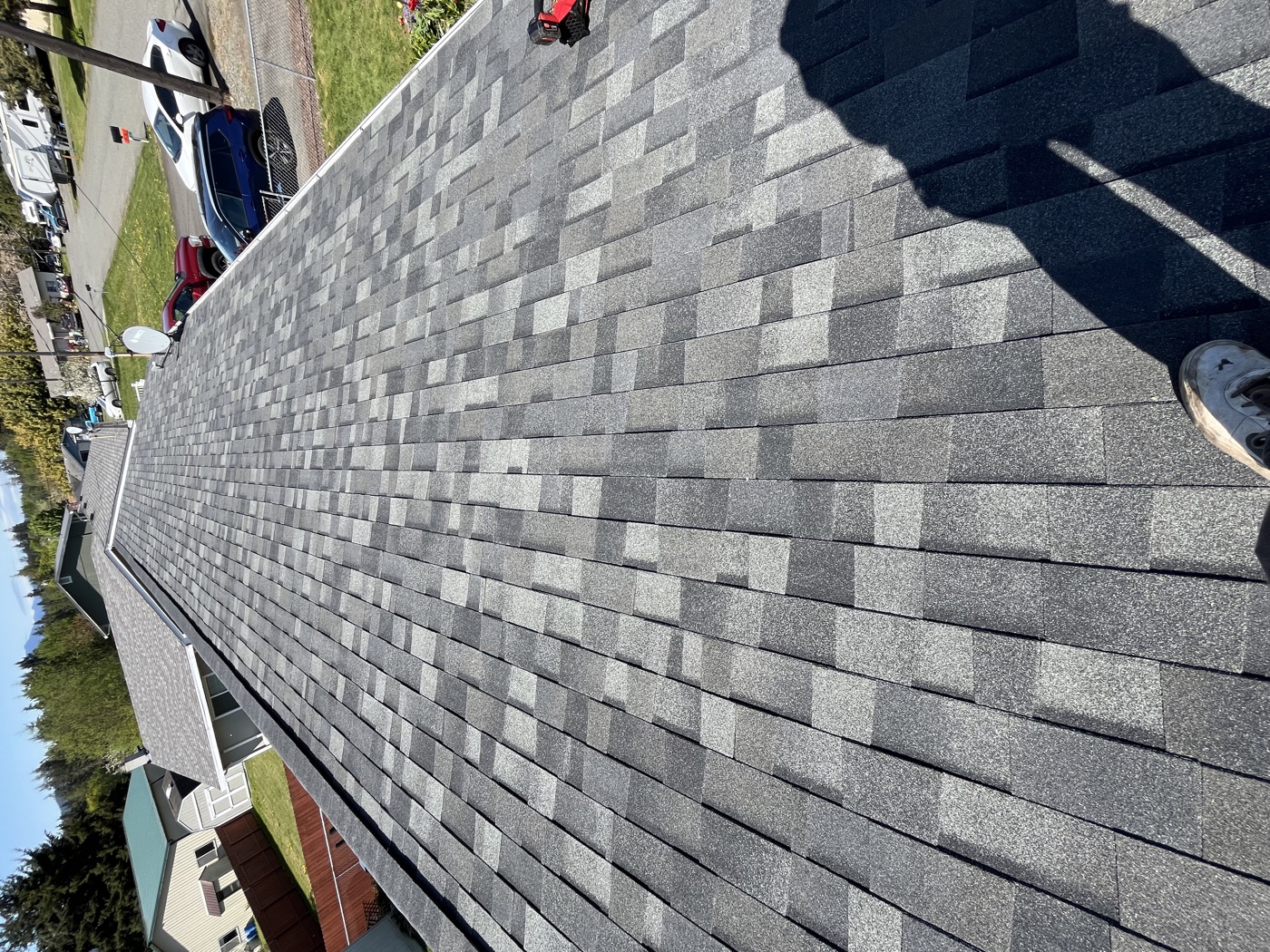 Completed roof — ground view
