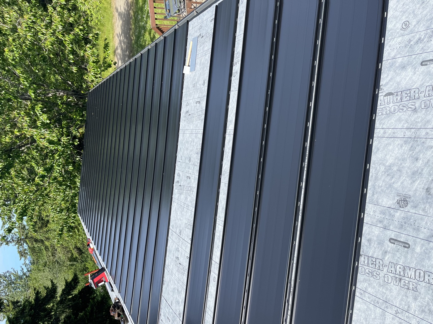Completed roof — ground view
