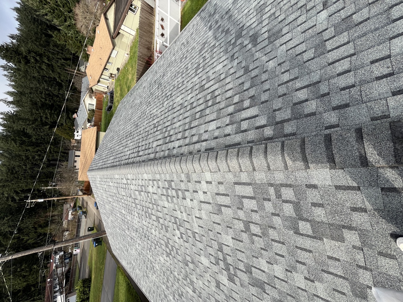 Completed roof — ground view