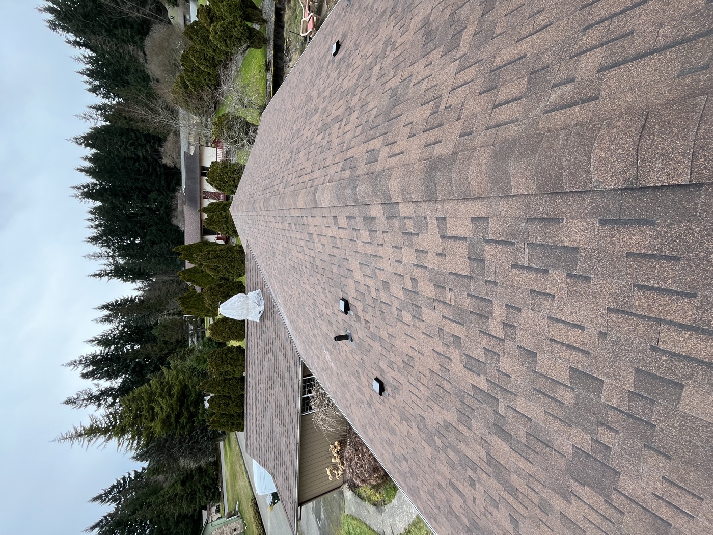 Completed roof — ground view